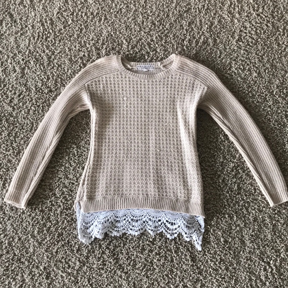 Pink Republic Knitted With Lace Long-Sleeve